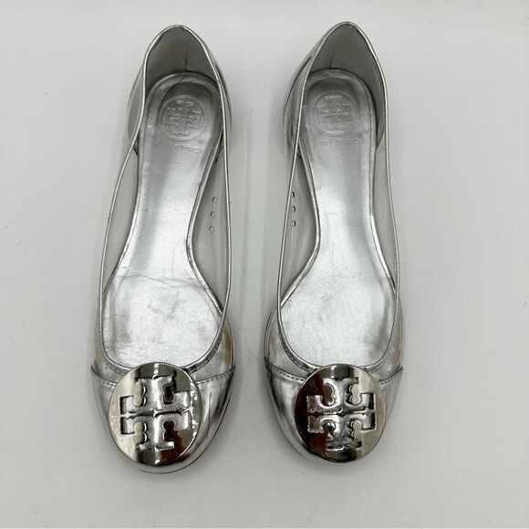 Tory Burch Reva Audrey‎ Silver & Clear Ballet Flat Sz 6.5 - Picture 6 of 16